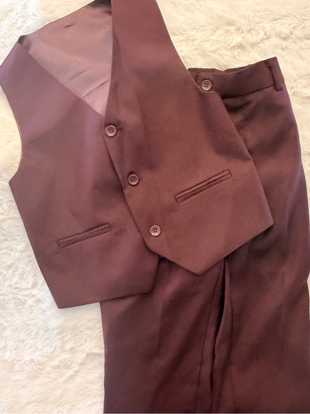 Tazio Boys 3 piece maroon suit Sz 6 EUC Jacket Vest Pants KWW - Picture 5 of 10